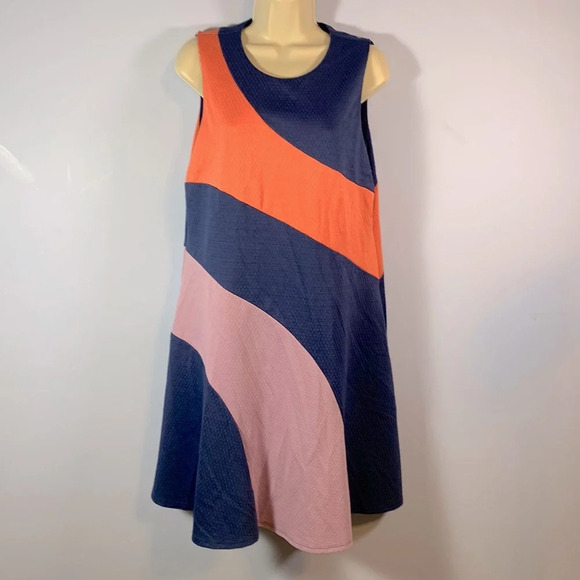 HUTCH anthropologie size 0X blue purple coral textured dot sleeveless shift - Picture 2 of 9